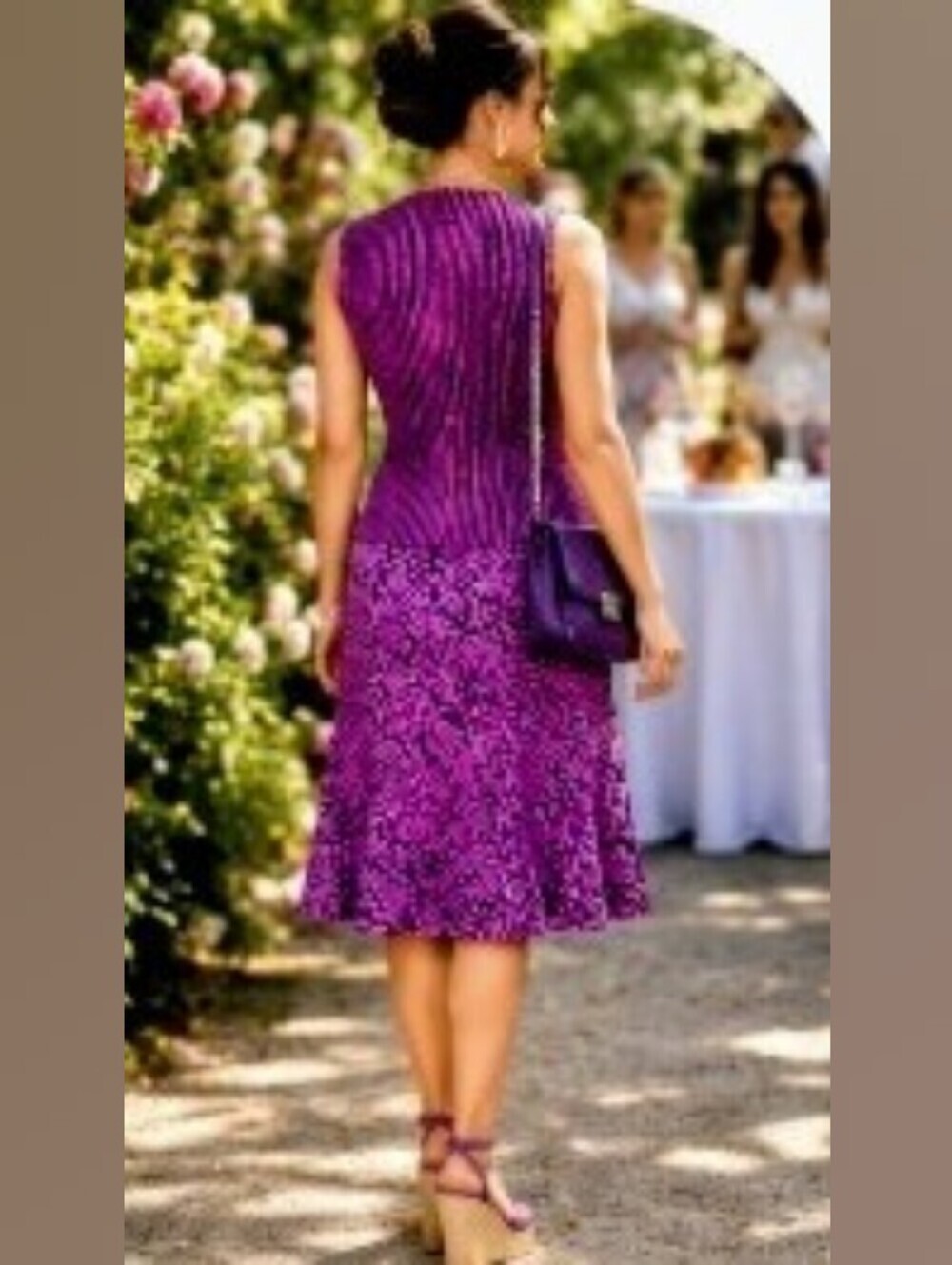 FINAL OFFER! CARLISLE 6 SILK PURPLE & BLACK FIT & FLARE VEST SKIRT SET SUIT - Picture 3 of 11